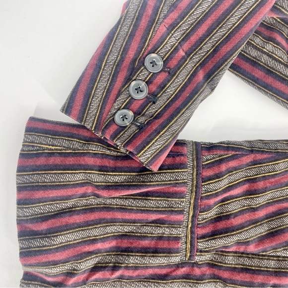 NWT Free People B-Line Striped Velvet Blazer Red Burgundy Academia Jacket Combo - Picture 7 of 14